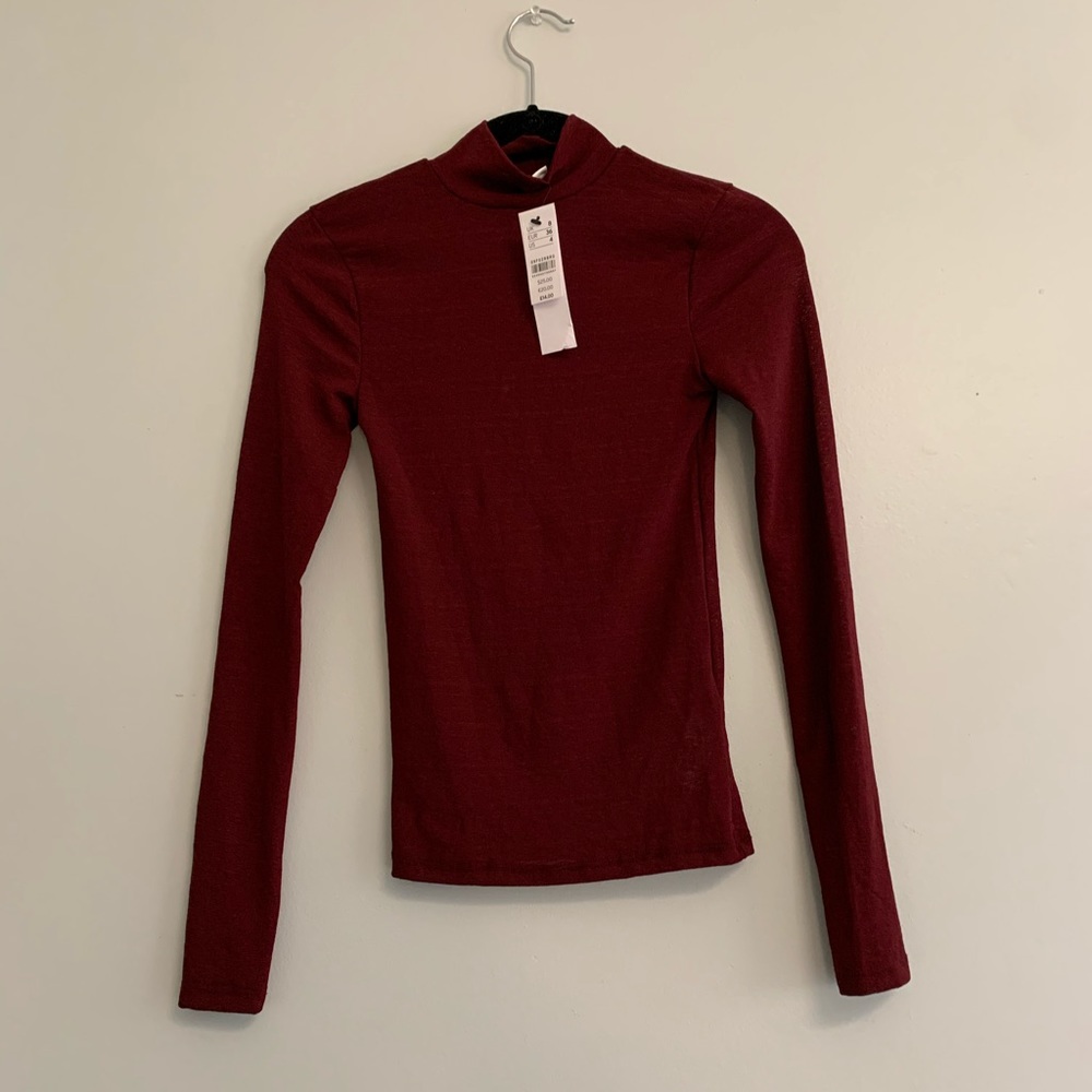 TOPSHOP SHEER TURTLENECK IN MAROON
